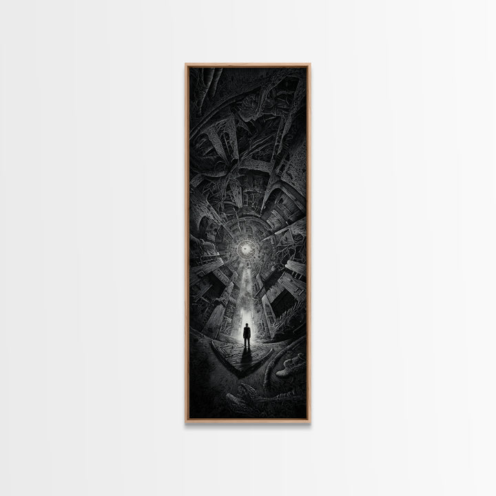 The Derelict Asylum, Biomechanical Horror Art, Tall Narrow Wall Art, Dark Fantasy Wall Art, Canvas Print, Halloween Wall Art
