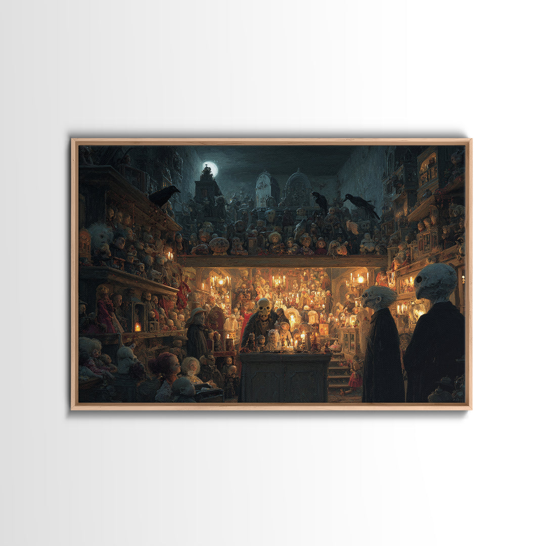 The Midnight Antique Shop, Romantic Gothic Landscape, Landscape Wall Art, Macabre Wall Art, Canvas Print, Halloween Wall Art