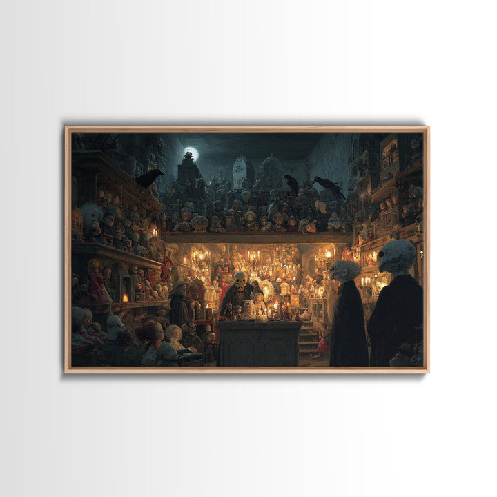 The Midnight Antique Shop, Romantic Gothic Landscape, Landscape Wall Art, Macabre Wall Art, Canvas Print, Halloween Wall Art