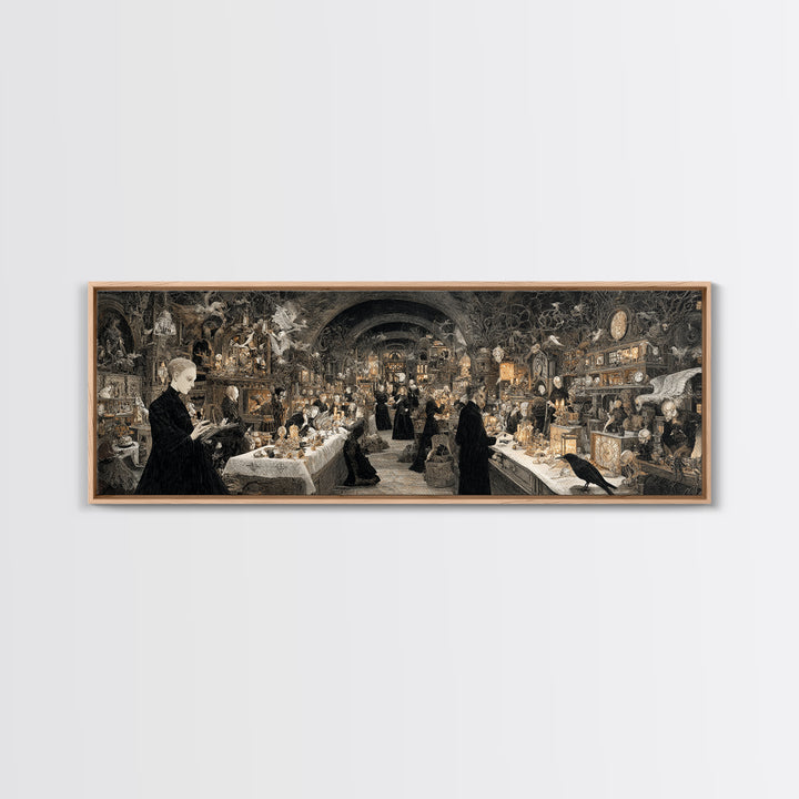 The Midnight Antique Shop, Dark Symbolist Art, Extra Wide Wall Art, Gothic Horror Wall Art, Canvas Print, Halloween Wall Art