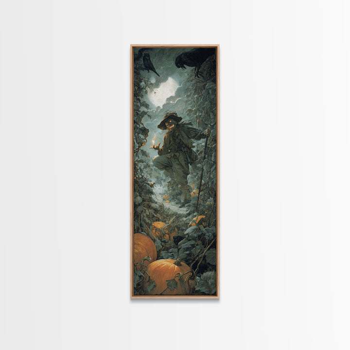 The Pumpkin Patch Maze, Baroque Witchcraft Art, Tall Narrow Wall Art, Dark Fantasy Wall Art, Framed Canvas Print, Halloween Wall Art