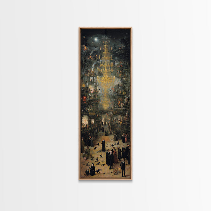 The Haunted Hotel, Medieval Grotesque Art, Tall Narrow Wall Art, Macabre Wall Art, Canvas Print, Halloween Wall Art
