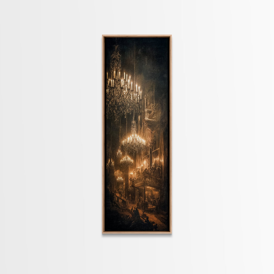 The Haunted Hotel, Dark Renaissance Art, Tall Narrow Wall Art, Dark Halloween Decor, Framed Canvas Print, Halloween Wall Art