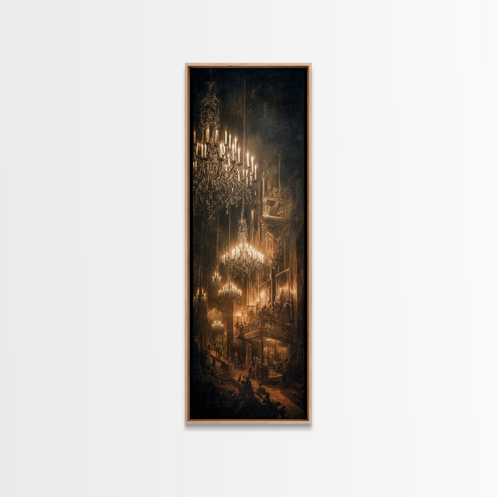 The Haunted Hotel, Dark Renaissance Art, Tall Narrow Wall Art, Dark Halloween Decor, Framed Canvas Print, Halloween Wall Art