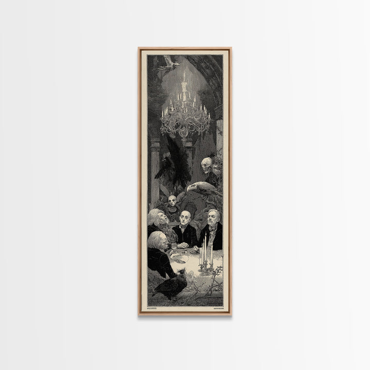 The Haunted Hotel, Renaissance Engraving Art, Tall Narrow Wall Art, Dark Fantasy Wall Art, Canvas Print, Halloween Wall Art