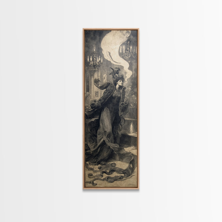 The Haunted Hotel, Dark Symbolist Art, Tall Narrow Wall Art, Dark Fantasy Wall Art, Framed Canvas Print, Halloween Wall Art