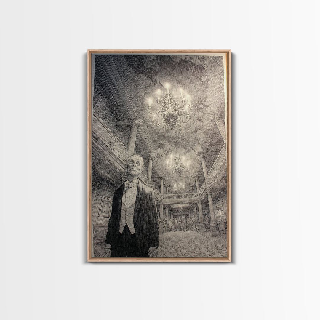 The Haunted Hotel, Victorian Macabre Art, Vertical Wall Art, Dark Fantasy Wall Art, Framed Canvas Print, Halloween Wall Art
