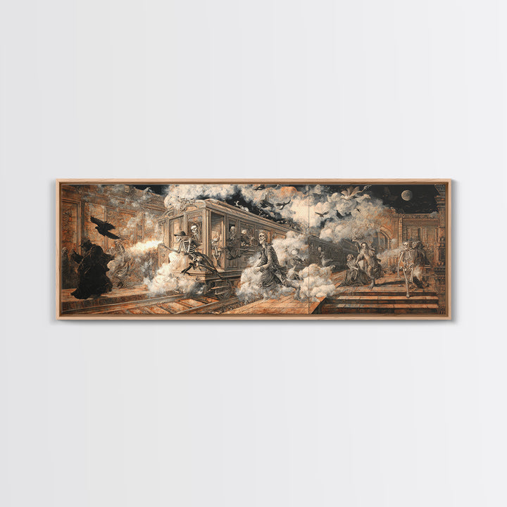 The Abandoned Train Station, Danse Macabre Art, Extra Wide Wall Art, Gothic Horror Wall Art, Canvas Print