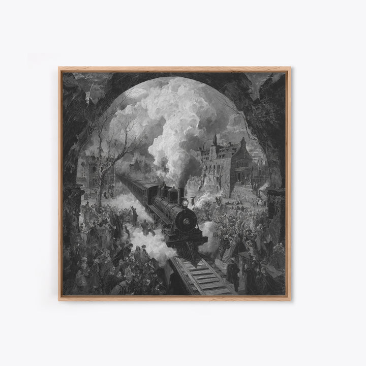The Abandoned Train Station, Grotesque Carnival Art, Square Wall Art, Dark Halloween Decor, Canvas Print, Halloween Wall Art