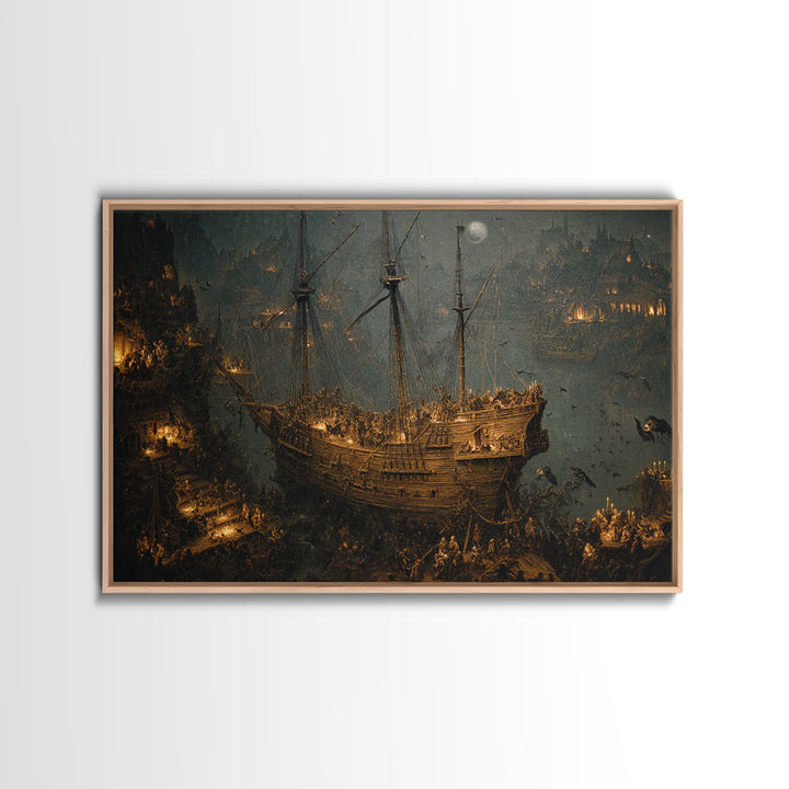 The Shipwreck Cove, Medieval Grotesque Art, Landscape Wall Art, Dark Fantasy Wall Art, Framed Canvas Print, Halloween Wall Art