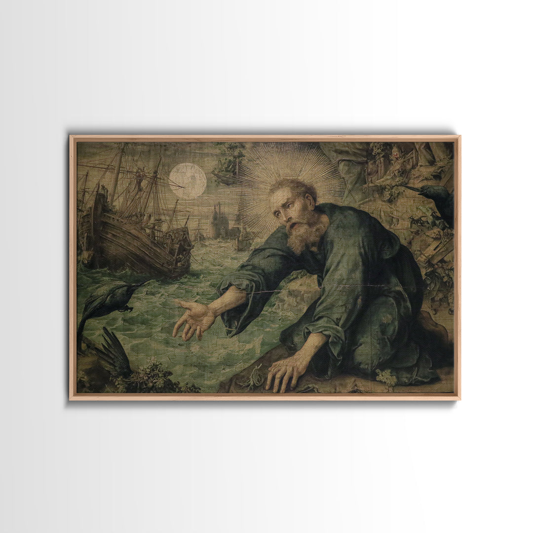 The Shipwreck Cove, Dark Renaissance Art, Landscape Wall Art, Macabre Wall Art, Canvas Print, Halloween Wall Art