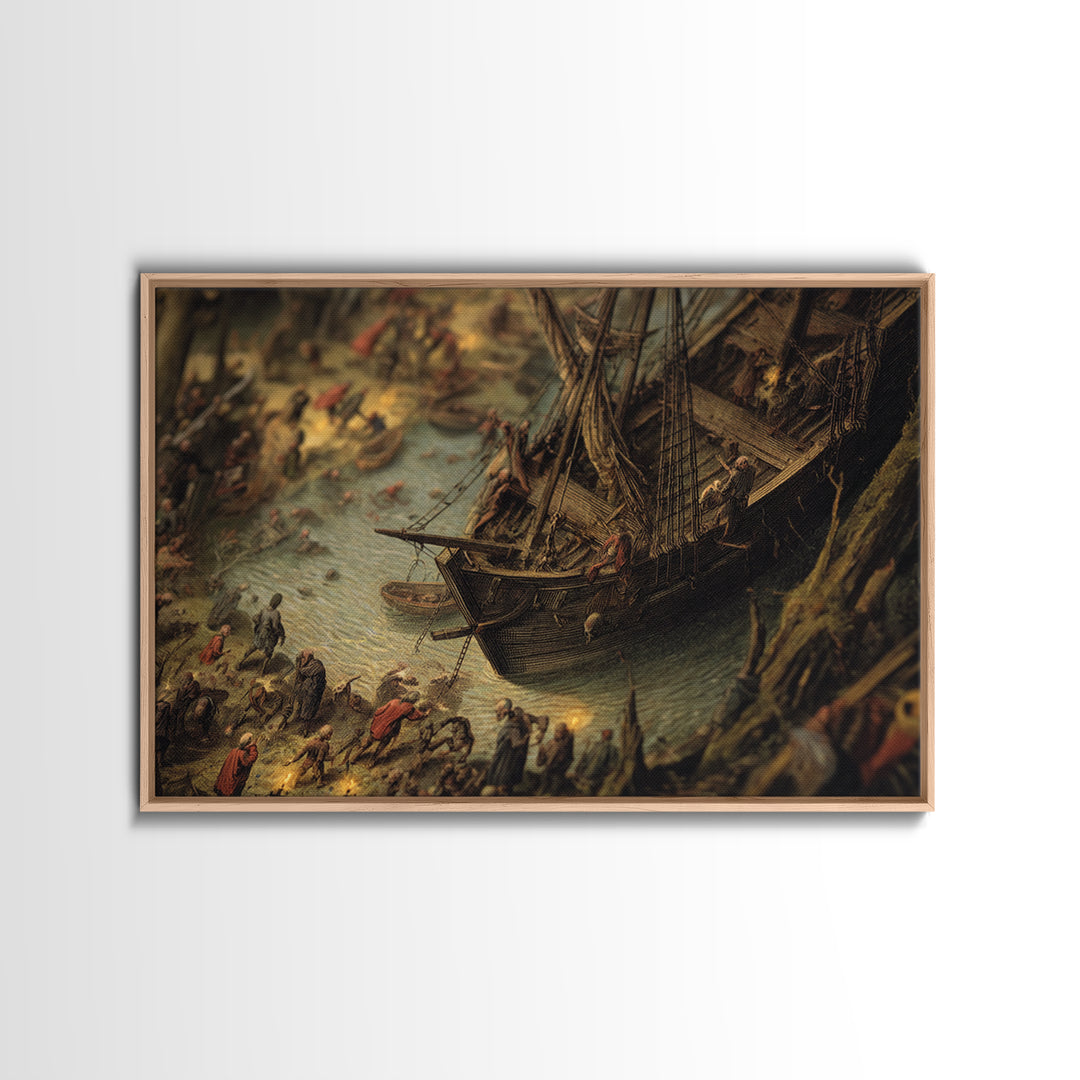 The Shipwreck Cove, Danse Macabre Art, Landscape Wall Art, Gothic Horror Wall Art, Canvas Print, Halloween Wall Art