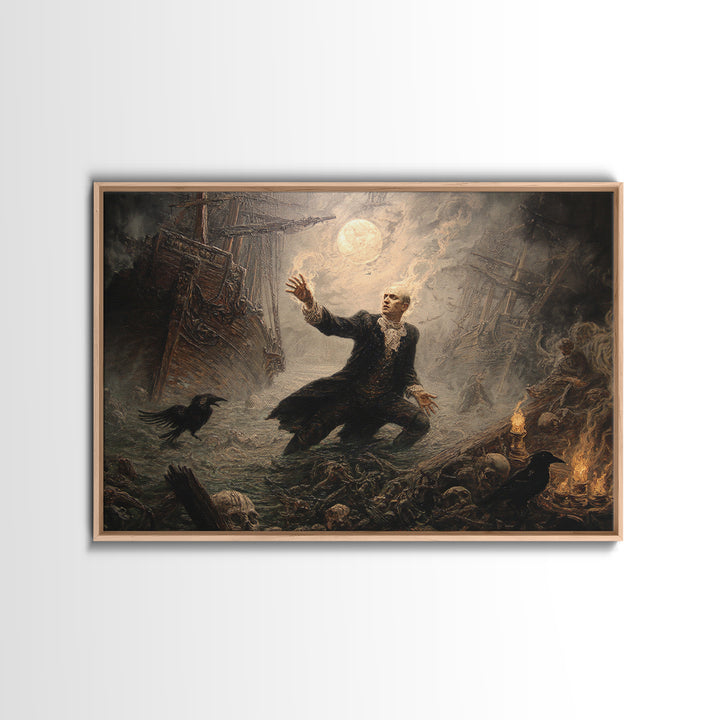 The Shipwreck Cove, Visionary Gothic Art, Landscape Wall Art, Dark Halloween Decor, Framed Canvas Print, Halloween Wall Art