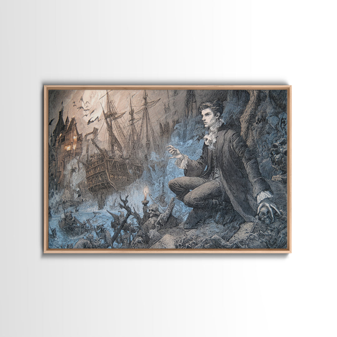 The Shipwreck Cove, Victorian Macabre Art, Landscape Wall Art, Dark Fantasy Wall Art, Canvas Print, Halloween Wall Art, Dark Fantasy Art