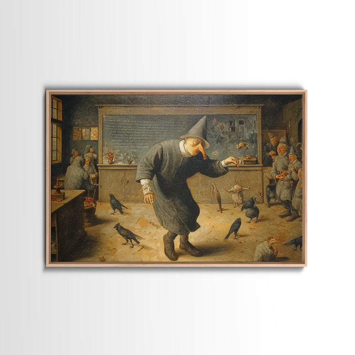 The Silent Schoolhouse, Northern Renaissance Horror, Landscape Wall Art, Dark Fantasy Wall Art, Canvas Print, Halloween Wall Art