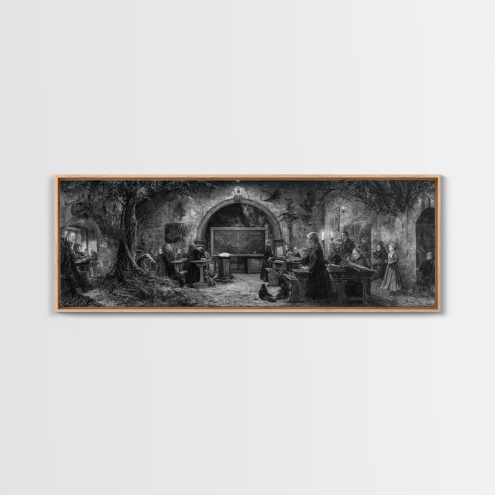 The Silent Schoolhouse, Dark Romantic Horror Art, Extra Wide Wall Art, Dark Halloween Decor, Framed Canvas Print, Halloween Wall Art