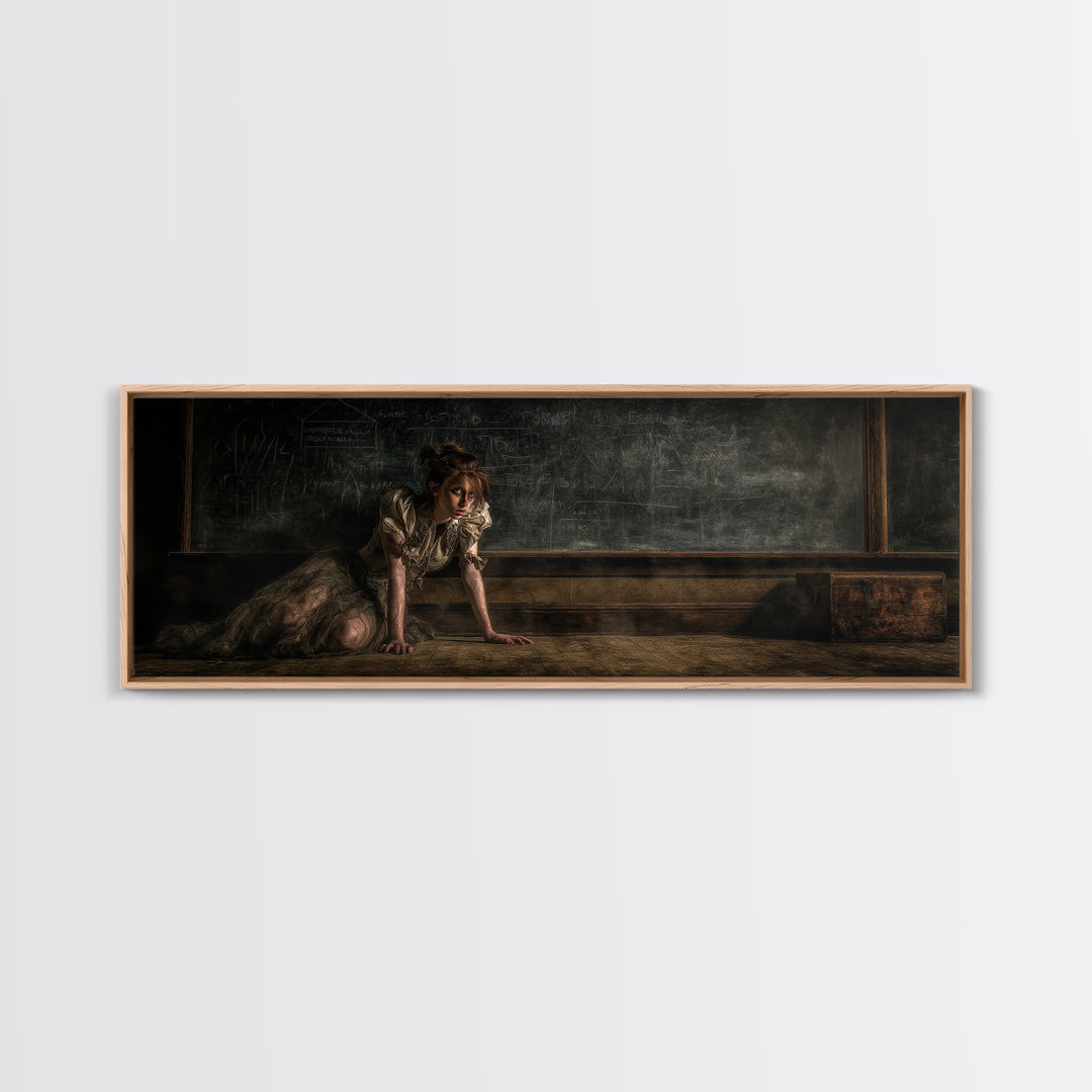 The Silent Schoolhouse, Gothic Nightmare Art, Extra Wide Wall Art, Gothic Horror Wall Art, Framed Canvas Print, Halloween Wall Art