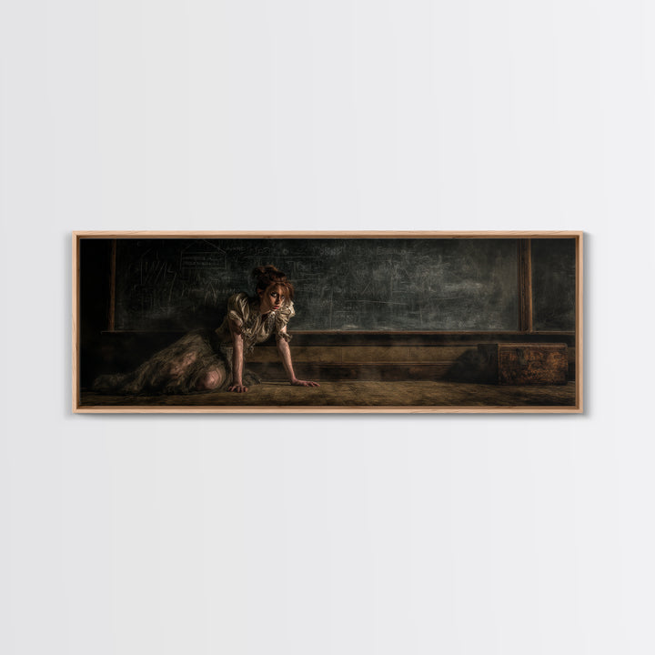The Silent Schoolhouse, Gothic Nightmare Art, Extra Wide Wall Art, Gothic Horror Wall Art, Framed Canvas Print, Halloween Wall Art