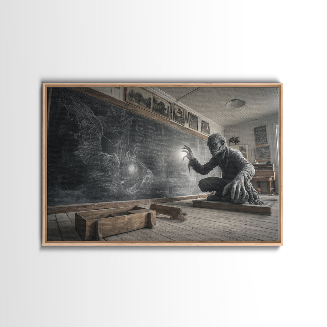 The Silent Schoolhouse, Expressionist Nightmare Art, Landscape Wall Art, Dark Halloween Decor, Canvas Print, Halloween Wall Art