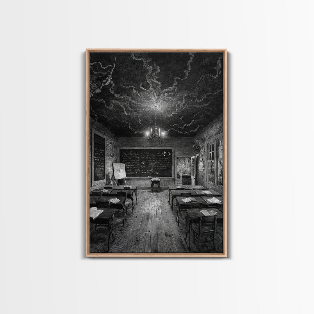 The Silent Schoolhouse, Victorian Macabre Art, Vertical Wall Art, Gothic Horror Wall Art, Framed Canvas Print, Halloween Wall Art