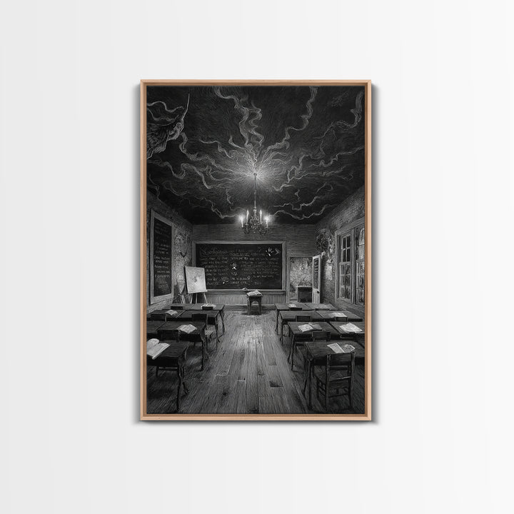 The Silent Schoolhouse, Victorian Macabre Art, Vertical Wall Art, Gothic Horror Wall Art, Framed Canvas Print, Halloween Wall Art