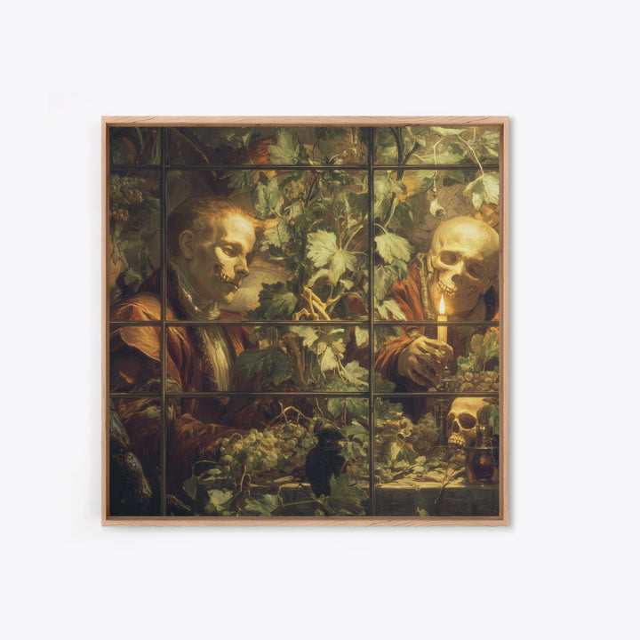 The Cemetery Greenhouse, Danse Macabre Art, Square Wall Art, Macabre Wall Art, Framed Canvas Print, Halloween Wall Art