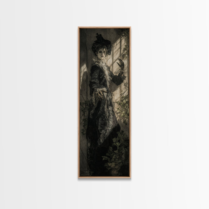 The Cemetery Greenhouse, Dark Romantic Horror Art, Tall Narrow Wall Art, Gothic Horror Wall Art, Framed Canvas Print, Halloween Wall Art