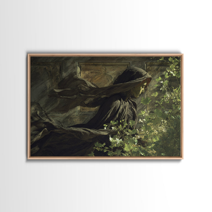 The Cemetery Greenhouse, Symbolist Gothic Landscape, Landscape Wall Art, Dark Fantasy Wall Art, Framed Canvas Print, Halloween Wall Art