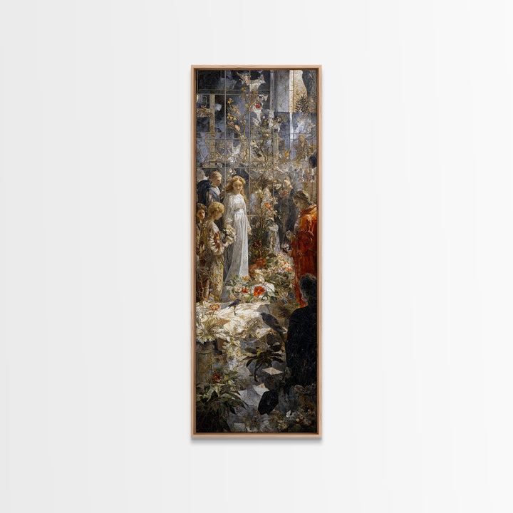 The Cemetery Greenhouse, Ornate Symbolist Art, Tall Narrow Wall Art, Dark Fantasy Wall Art, Framed Canvas Print, Halloween Wall Art