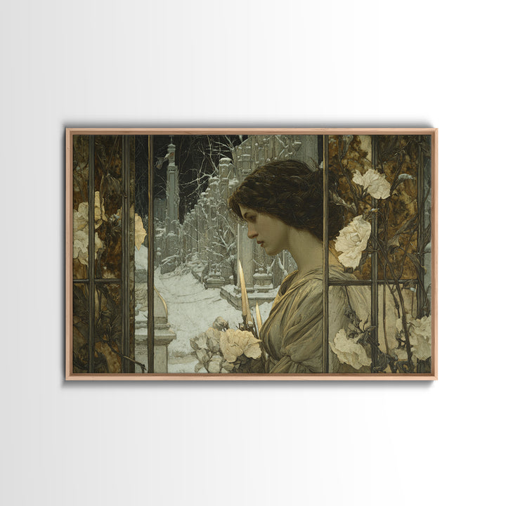 The Cemetery Greenhouse, Symbolist Death Art, Landscape Wall Art, Dark Fantasy Wall Art, Canvas Print, Halloween Wall Art