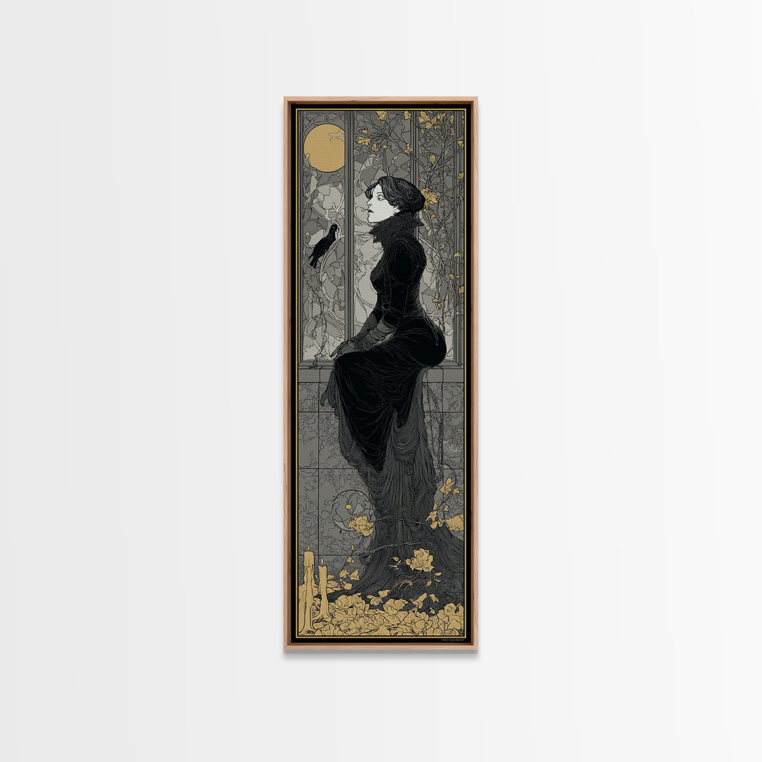 The Cemetery Greenhouse, Decadent Line Art, Tall Narrow Wall Art, Gothic Horror Wall Art, Canvas Print, Halloween Wall Art