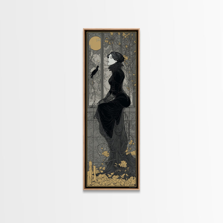 The Cemetery Greenhouse, Decadent Line Art, Tall Narrow Wall Art, Gothic Horror Wall Art, Canvas Print, Halloween Wall Art
