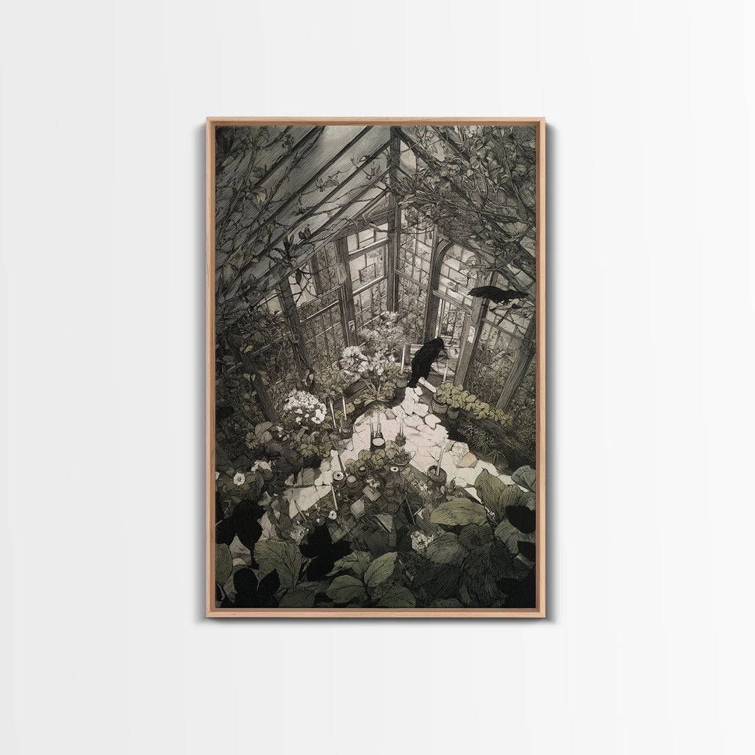 The Cemetery Greenhouse, Victorian Macabre Art, Vertical Wall Art, Dark Halloween Decor, Canvas Print, Halloween Wall Art