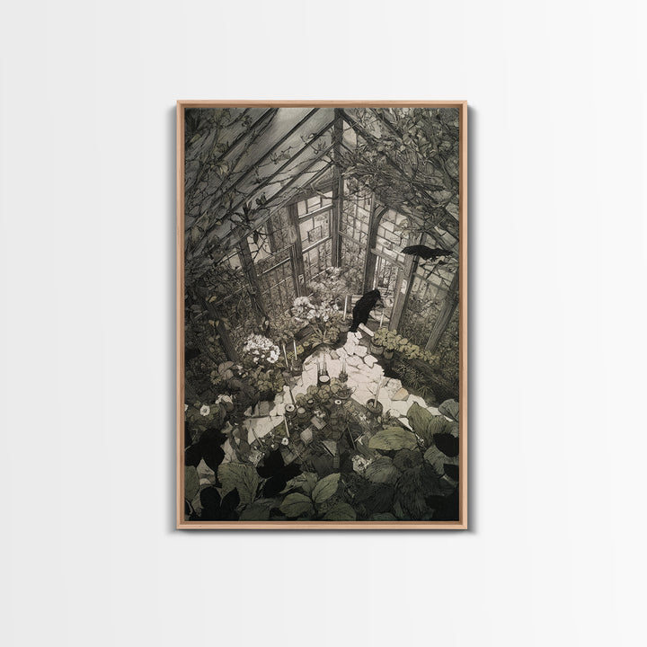 The Cemetery Greenhouse, Victorian Macabre Art, Vertical Wall Art, Dark Halloween Decor, Canvas Print, Halloween Wall Art