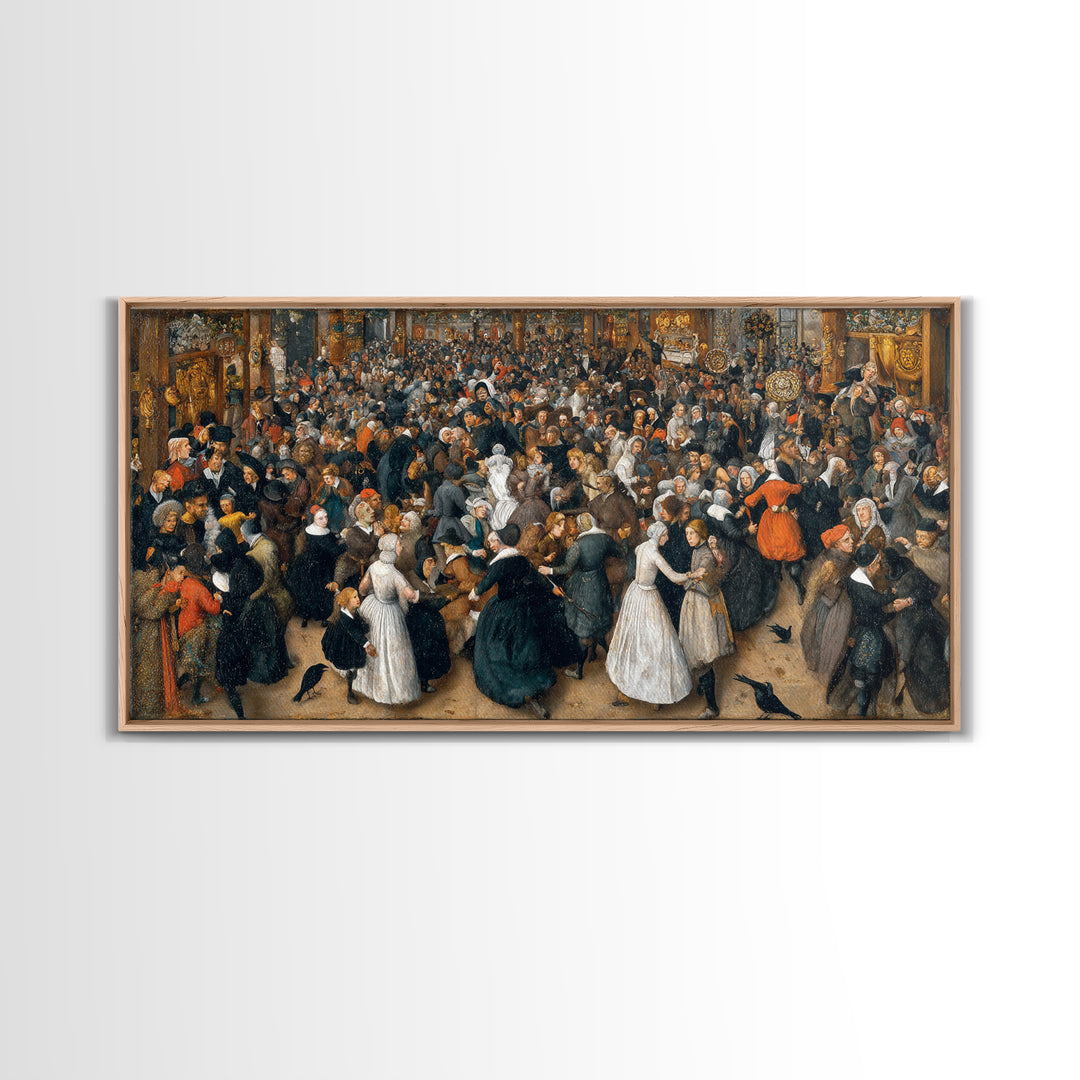 The Midnight Masquerade, Northern Renaissance Horror, Wide Panoramic Art, Gothic Horror Wall Art, Canvas Print, Halloween Wall Art