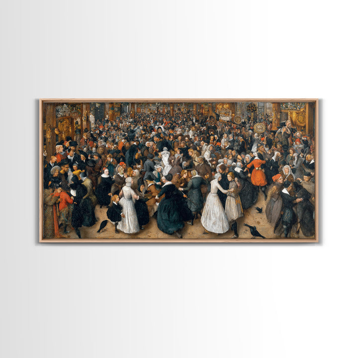 The Midnight Masquerade, Northern Renaissance Horror, Wide Panoramic Art, Gothic Horror Wall Art, Canvas Print, Halloween Wall Art