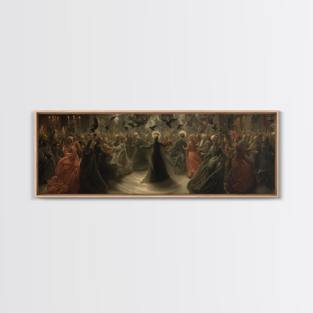 The Midnight Masquerade, Dark Renaissance Art, Extra Wide Wall Art, Gothic Horror Wall Art, Canvas Print, Halloween Wall Art