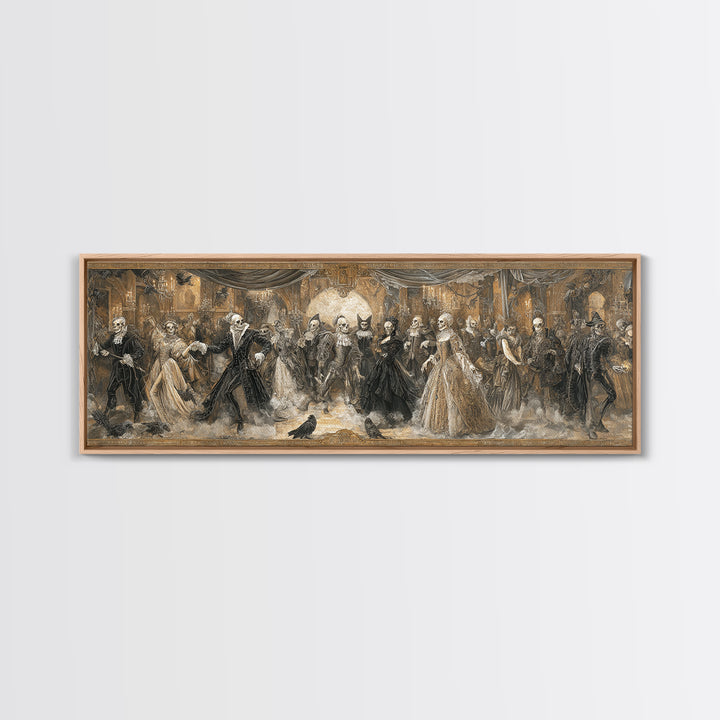 The Midnight Masquerade, Danse Macabre Art, Extra Wide Wall Art, Macabre Wall Art, Canvas Print, Halloween Wall Art