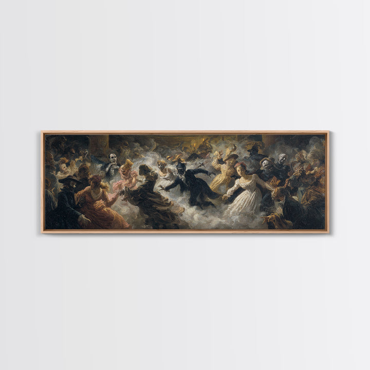 The Midnight Masquerade, Gothic Nightmare Art, Extra Wide Wall Art, Dark Halloween Decor, Canvas Print, Halloween Wall Art