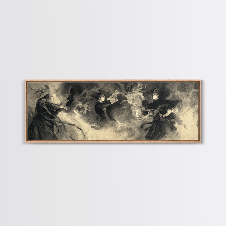 The Midnight Masquerade, Symbolist Dream Art, Extra Wide Wall Art, Gothic Horror Wall Art, Framed Canvas Print, Halloween Wall Art