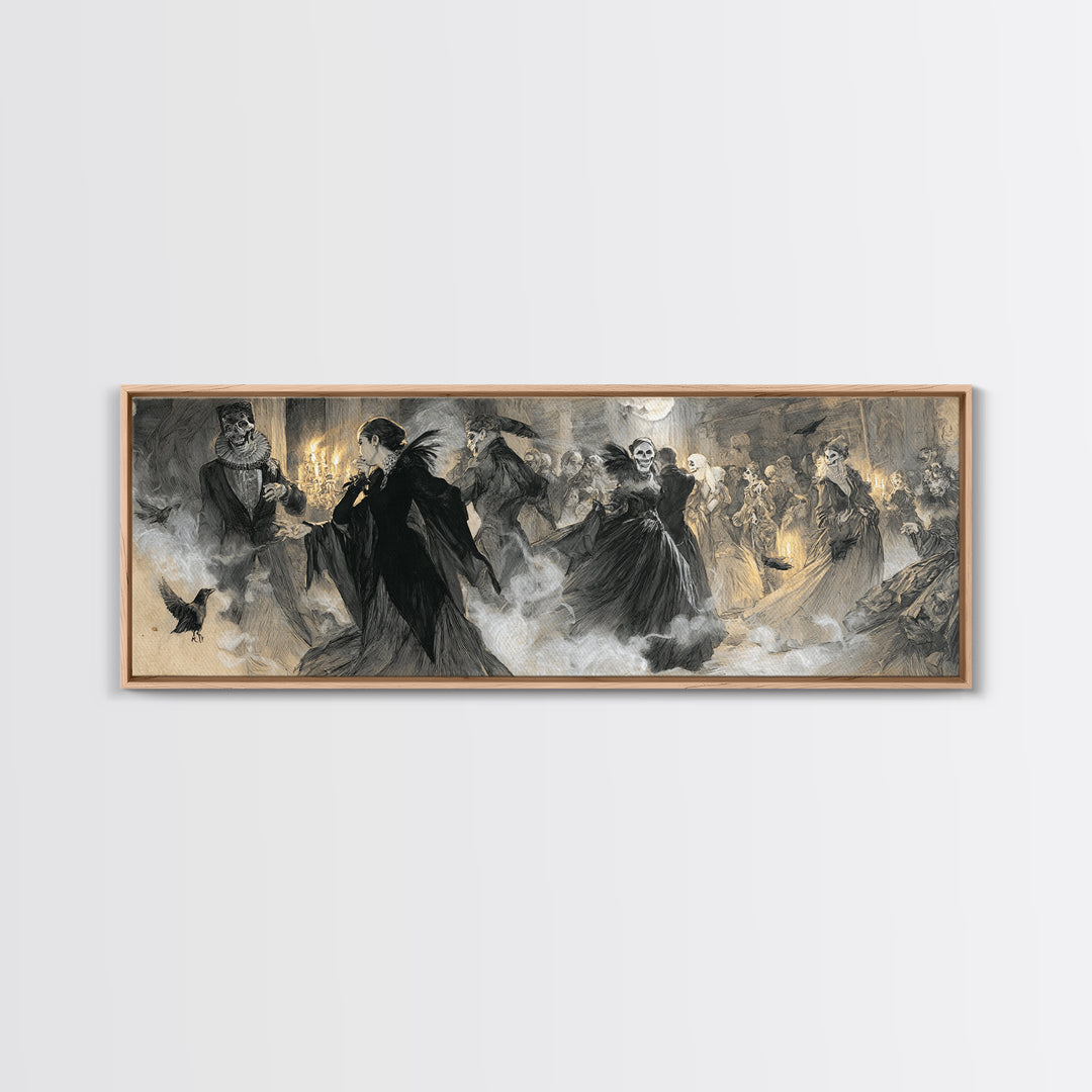 The Midnight Masquerade, Decadent Gothic Art, Extra Wide Wall Art, Gothic Horror Wall Art, Canvas Print, Halloween Wall Art