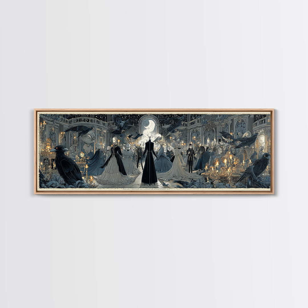 The Midnight Masquerade, Victorian Macabre Art, Extra Wide Wall Art, Gothic Horror Wall Art, Canvas Print, Halloween Wall Art