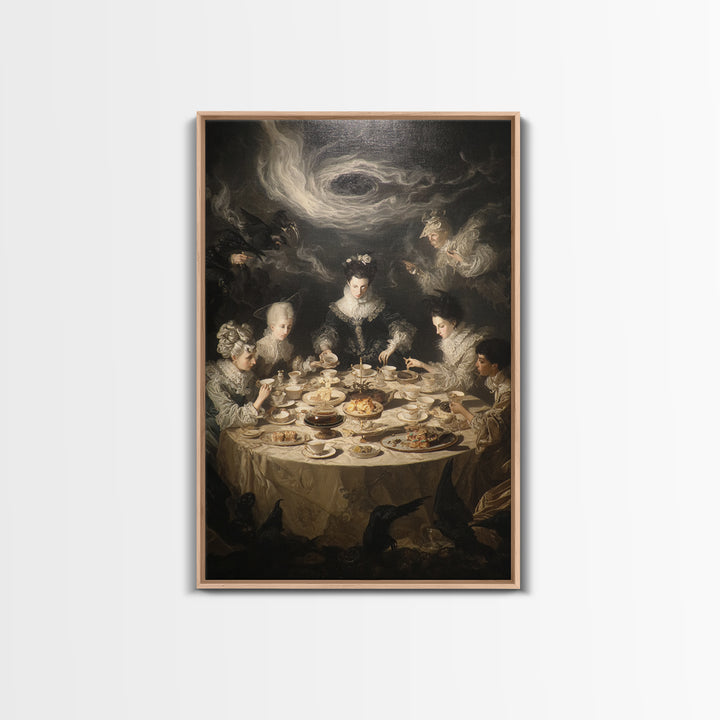 The Witches' Tea Party, Gothic Nightmare Art, Vertical Wall Art, Dark Fantasy Wall Art, Framed Canvas Print, Halloween Wall Art