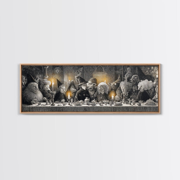 The Witches' Tea Party, Victorian Macabre Art, Extra Wide Wall Art, Macabre Wall Art, Framed Canvas Print, Halloween Wall Art