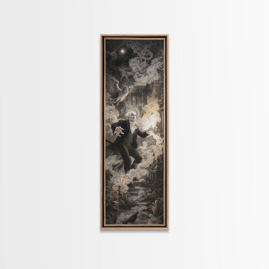 The Ghost Wedding, Visionary Gothic Art, Tall Narrow Wall Art, Dark Fantasy Wall Art, Canvas Print, Halloween Wall Art
