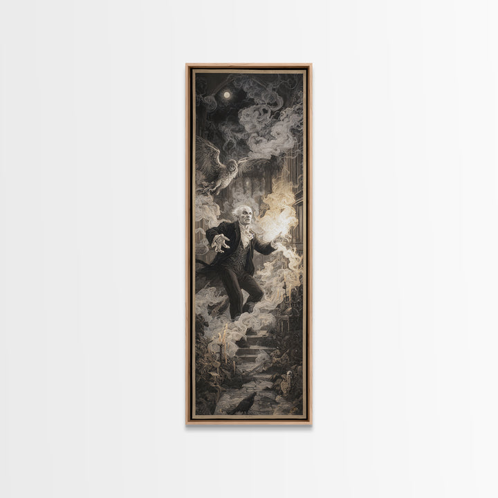 The Ghost Wedding, Visionary Gothic Art, Tall Narrow Wall Art, Dark Fantasy Wall Art, Canvas Print, Halloween Wall Art