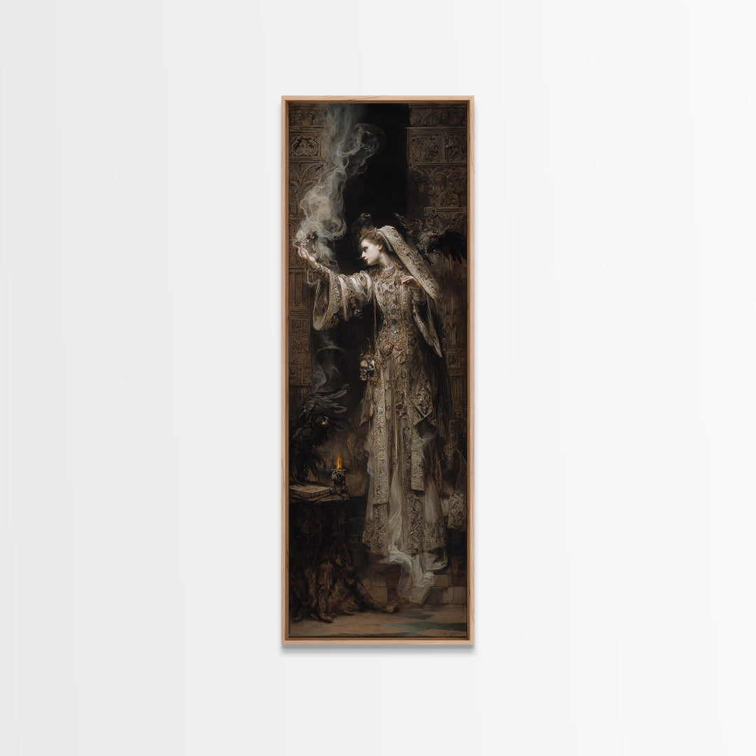 The Ghost Wedding, Ornate Symbolist Art, Tall Narrow Wall Art, Gothic Horror Wall Art, Canvas Print, Halloween Wall Art