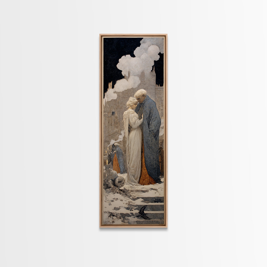 The Ghost Wedding, Symbolist Death Art, Tall Narrow Wall Art, Gothic Horror Wall Art, Framed Canvas Print, Halloween Wall Art