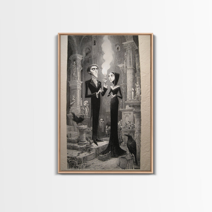The Ghost Wedding, Victorian Macabre Art, Vertical Wall Art, Dark Fantasy Wall Art, Framed Canvas Print, Halloween Wall Art