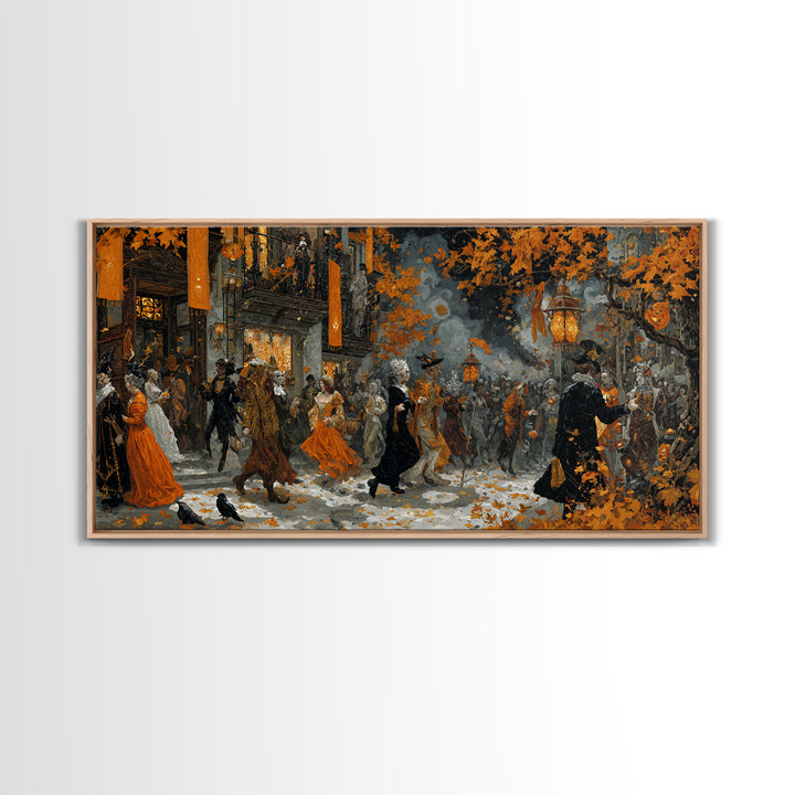 The Monster Parade, Ornate Symbolist Art, Wide Panoramic Art, Macabre Wall Art, Canvas Print, Halloween Wall Art, Horror Wall Art